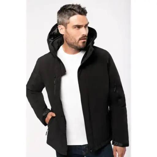 Men's softshell parka with hood